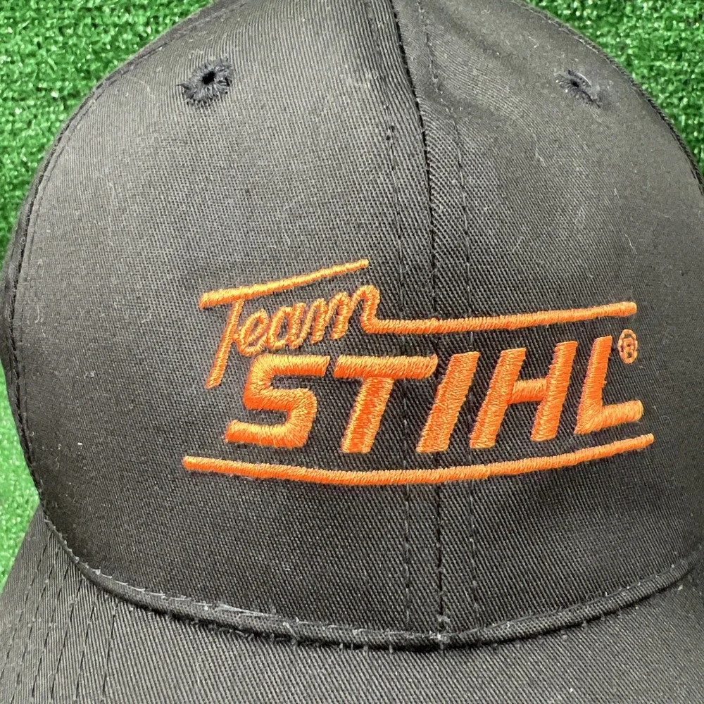 Team STIHL Outfitters Power Tools‎ Baseball Hat Cap Black Orange Logo Adjustable - Picture 2 of 8